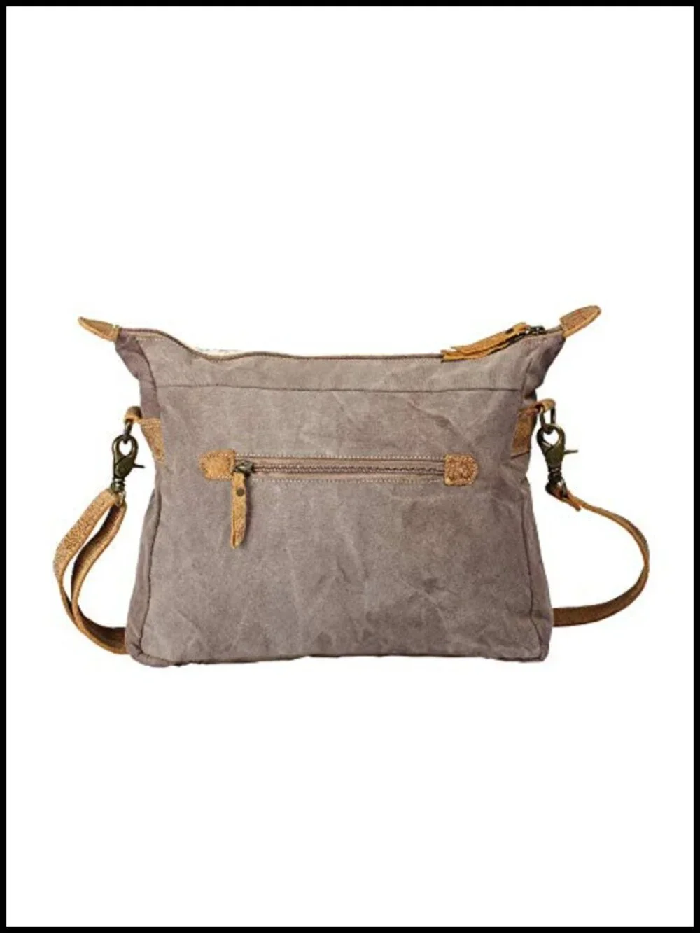 Canvas Mexican Boho Crossbody Bag with Genuine Leather Detailing